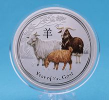 Lunar II Münzen Ziege 2017 / 2 Unze Silber Farbe / Color