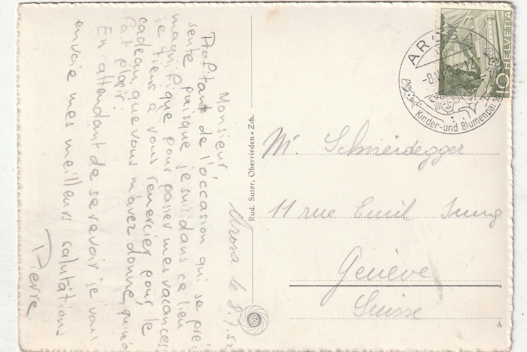 Cartoline postali: Arosa um 1952 – Usato da Lumbrein venduto da made02 1