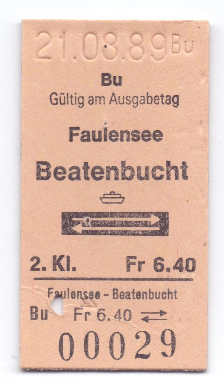 Tickets: Schiff-Billette Faulensee - Beatenbucht – Gebraucht aus Langenthal von Sammlungs_aus