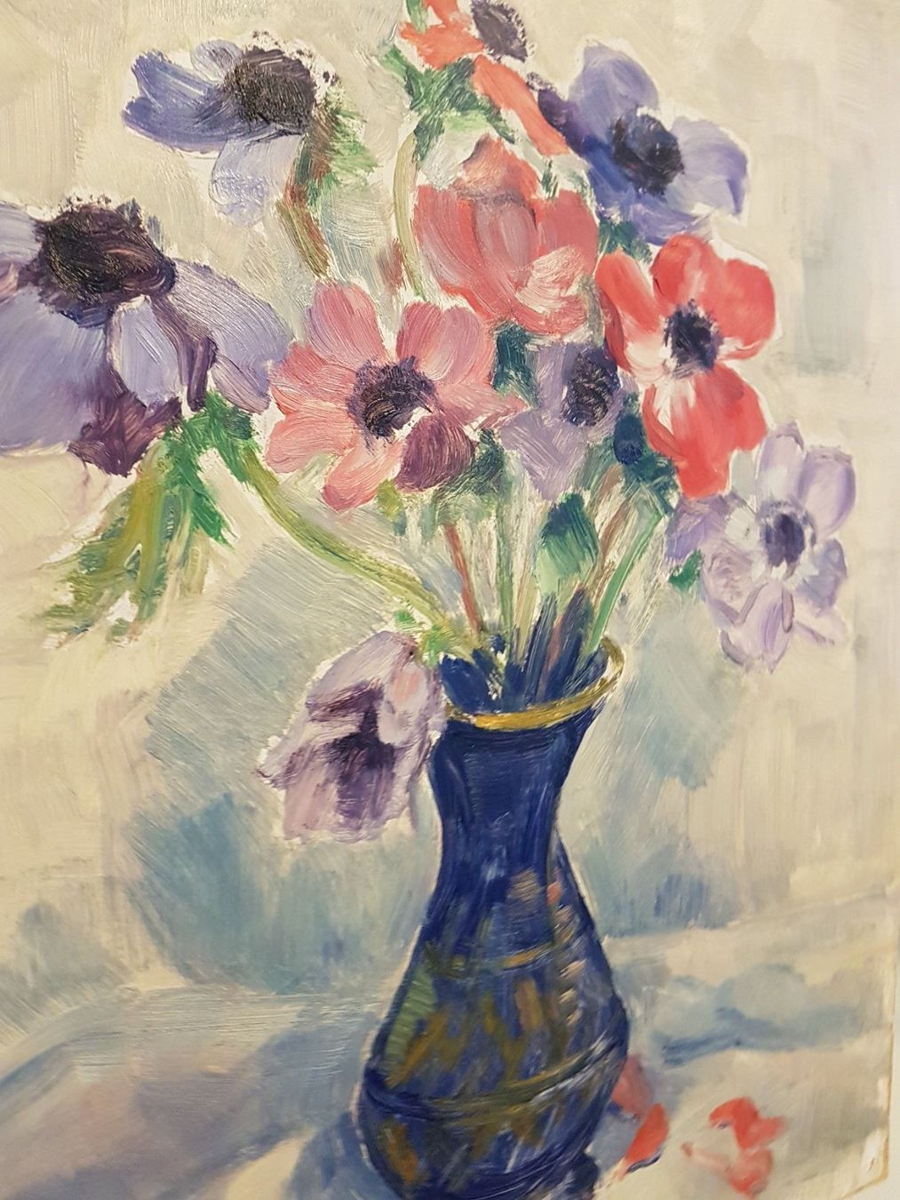 Dipinti: Ölbild 1955 "Anemonen" – Monogrammiert MS – Usato da Glattbrugg venduto da casabelavista 7