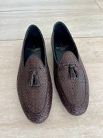 Rubinacci Napoli brown woven tassel loafers