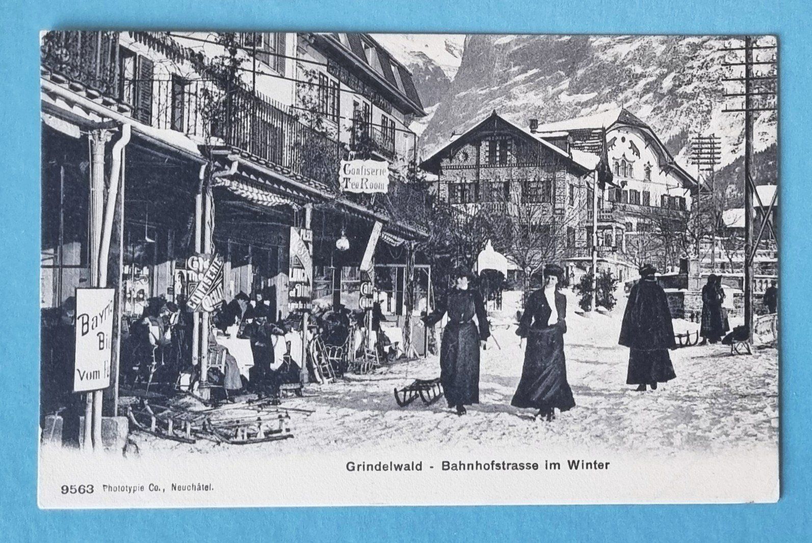 Cartoline postali: Grindelwald - Bahnofstrasse im Winter 1906 – Usato da Rothrist venduto da RROENK