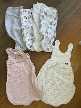 4 Pucktücher & 2 Babyschlafsäcke gr. 56