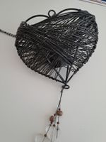 Deko Herz Hängedekoration mit Kerzenhalter, schwarz, Shabby