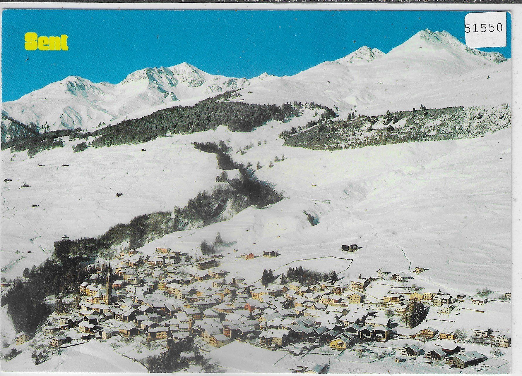 Cartoline postali: Flugaufnahme Sent im Winter – Usato da Ettingen venduto da Kartenplanet