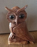 Eule Figur aus Holz Handgeschnitzt 13 cm höhe länge 12 cm