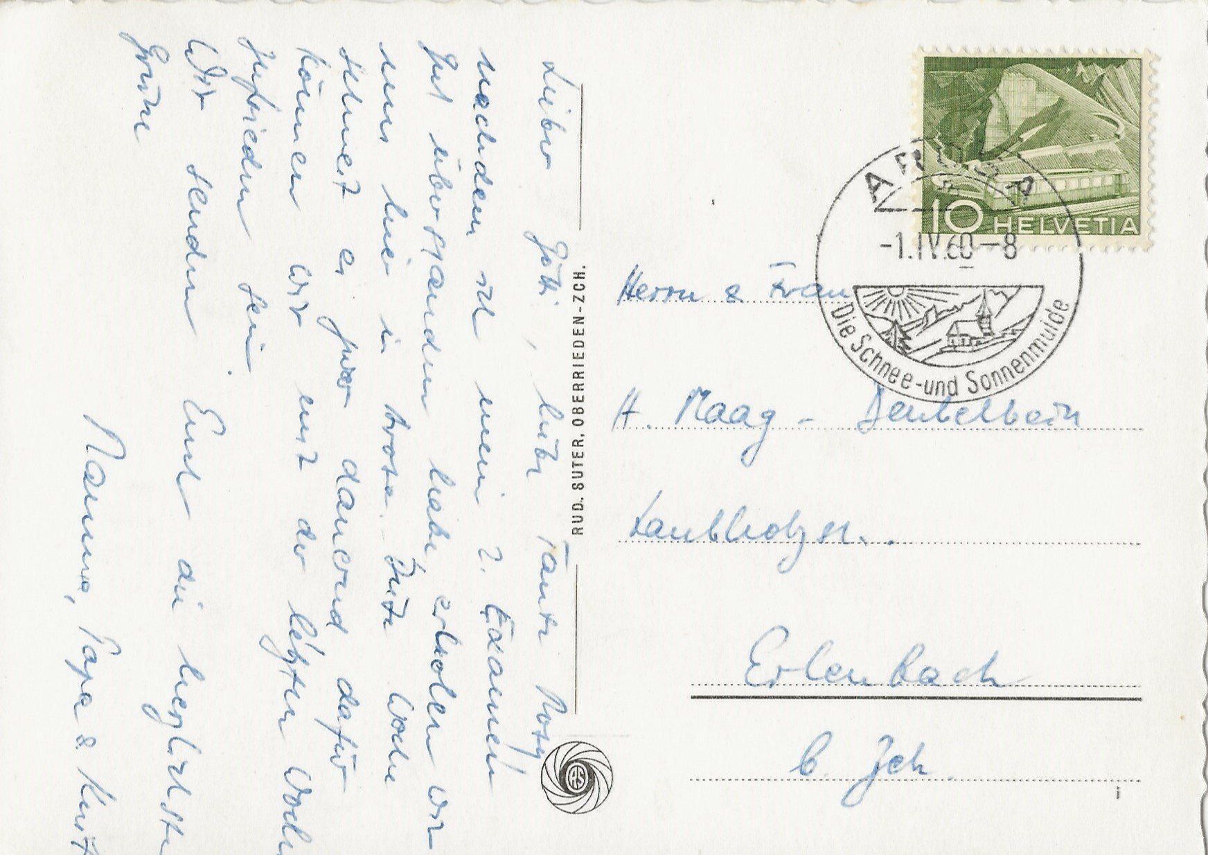 Cartoline postali: Inner-Arosa, 1960 – Usato da Frauenfeld venduto da Merk52 1