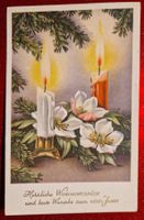 Weihnachtskarte 1955 Kerzen Blumen Vintage
