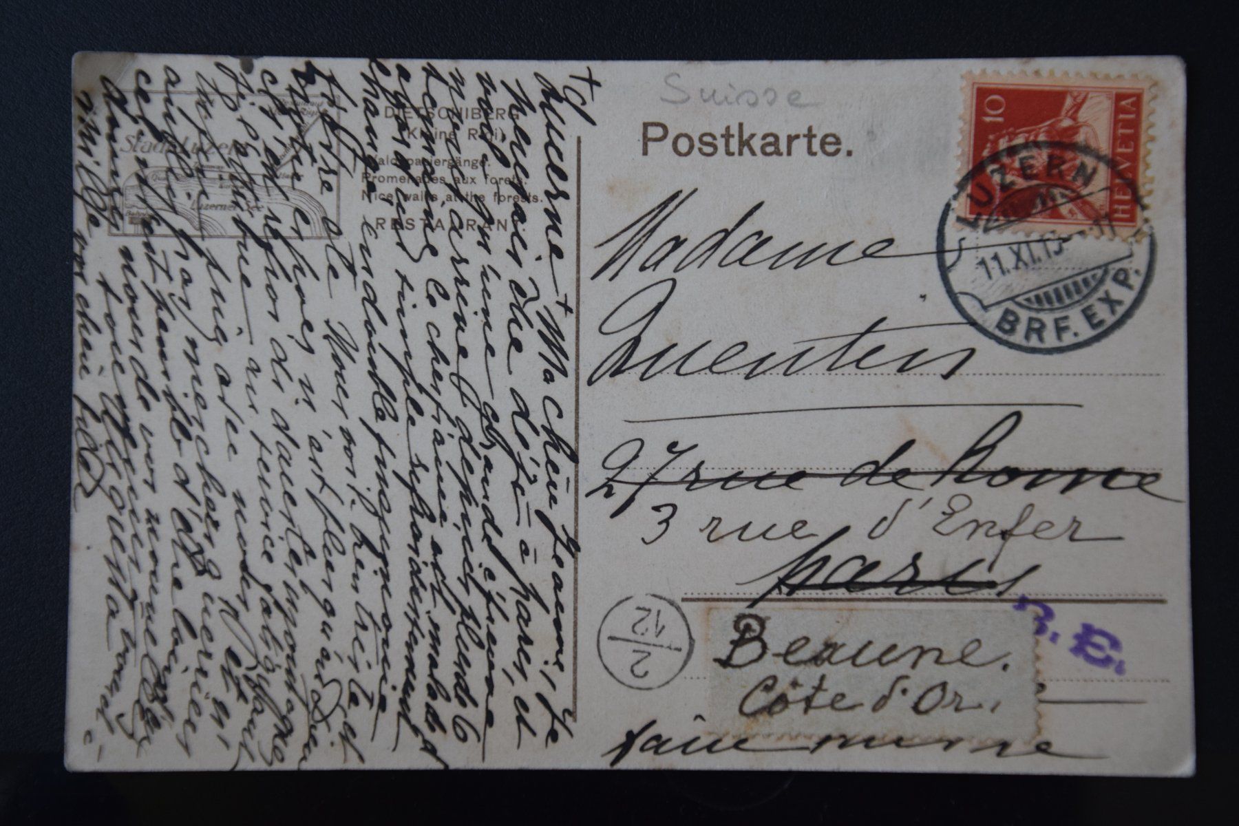 Cartoline postali: AK Luzern, Dietschiberg-Bahn 1915 – Usato da Luzern venduto da CH2018 1