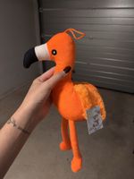 Peluche flamant rose orange avec étiquette état neuf