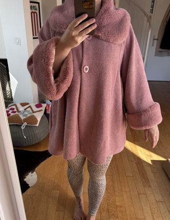 Rosa Wintermantel Jacke Fellkragen Made in Italy fur Zara