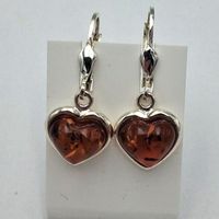 Silberohrringe mit Bernstein Herz – 3.1 cm – 3.6g Litauen