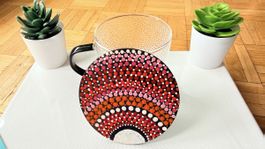 Dot Mandala Art Coaster, Hand Painted Home Decor Gift.