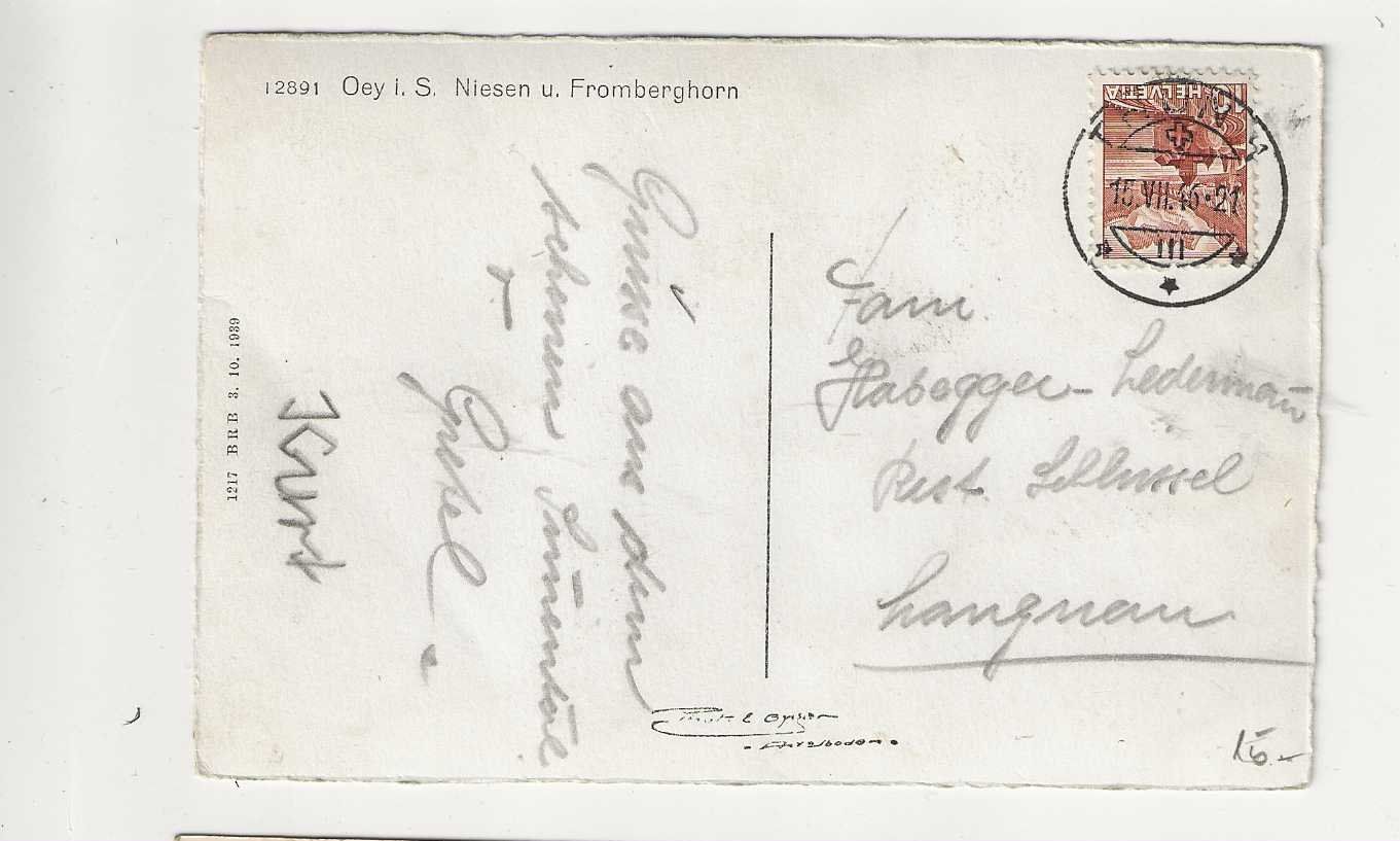 Cartoline postali: Diemtigtal, Oey 1946 – Usato da Spiez venduto da Niesen20 1