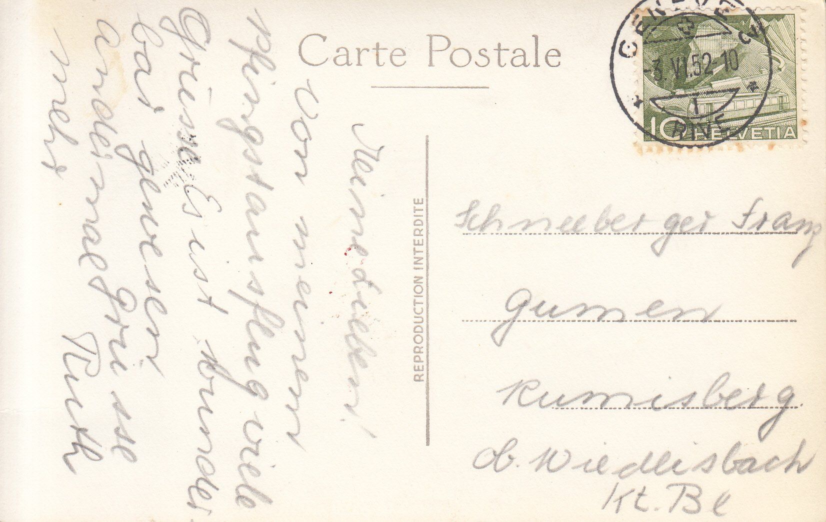 Cartoline postali: Au Salève 1952 – Usato da Bürglen TG venduto da StampGraf 1