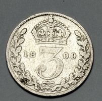 Monnaie Grande-Bretagne 3 Pence 1899 Victoria argent