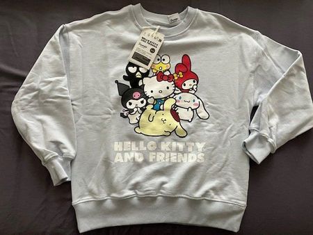 Pull Hello Kitty & Friends, bleu clair, NEUF! Taille 9/10 an