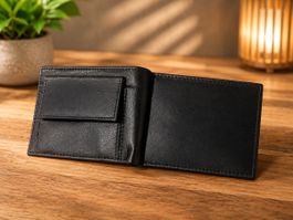 Elegantes Leder-Portemonnaie Schwarz – Neu – 11 × 8 cm“