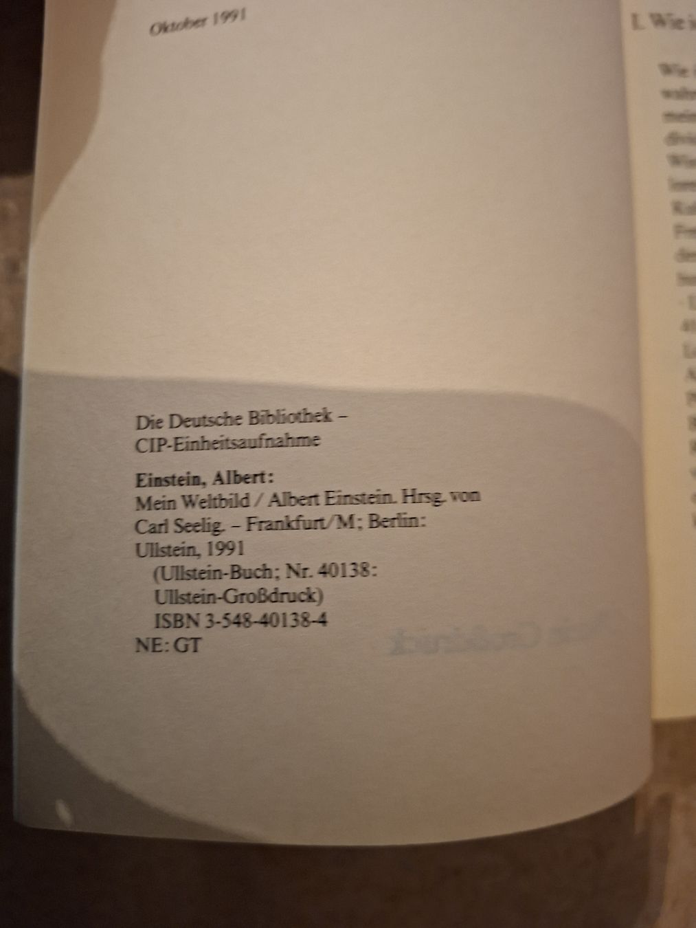 Libri: Albert Einstein Mein Weltbild Ullstein Taschenbuch Ok. 1991 – Usato da Klingnau venduto da vollmond36 2