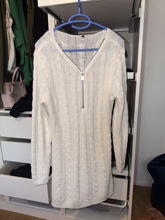 Pulloverkleid, Weiss Reissverschluss, Grösse L, neu