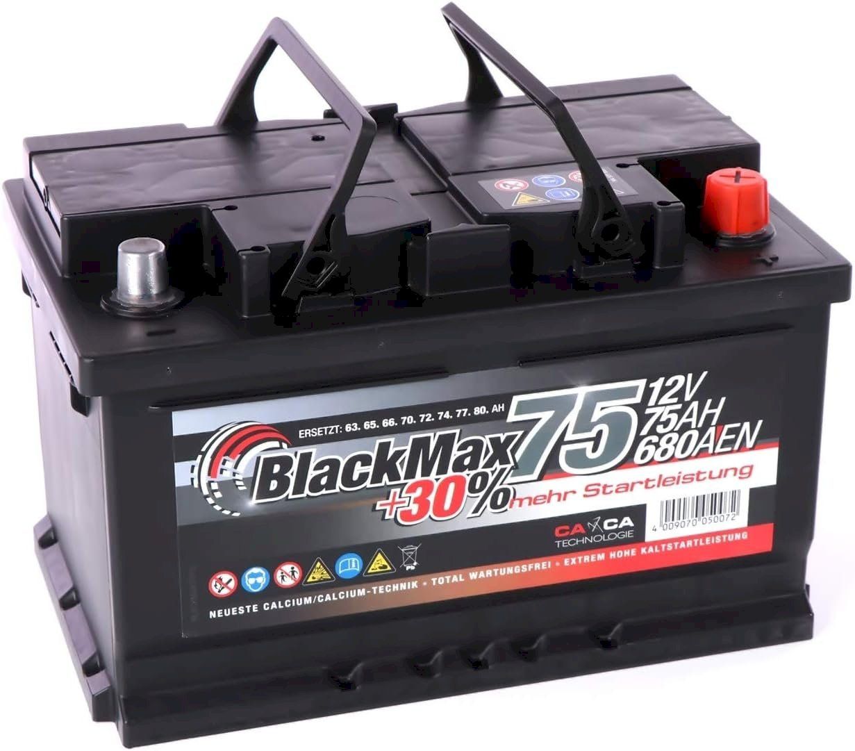 Batterie: BlackMax Autobatterie 12V 75Ah – Nuovo e nell'imballaggio originale da Bottighofen venduto da zaap 1