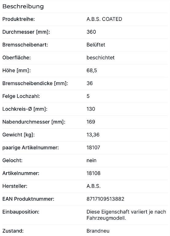 Alle Autoersatzteile: Bremsscheiben Touareg – Gebraucht aus Ostermundigen von redbull.ch 3