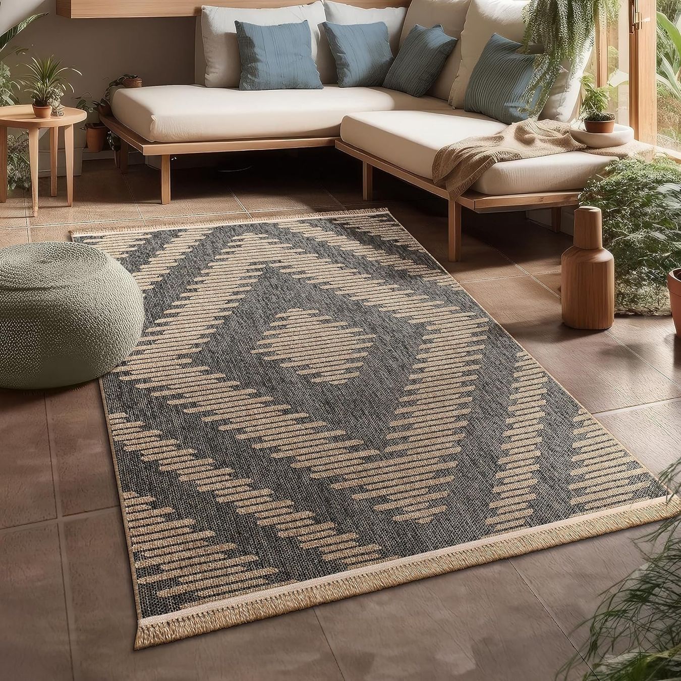 Tappeti: Moderner Teppich Boho Skandi mit Fransen NEU – Nuovo e nell'imballaggio originale da Bern venduto da Miraitrading