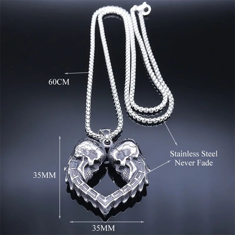 Catenine: Double Skull Heart Love Pendant – Nuovo e nell'imballaggio originale da Aarburg venduto da StavFashion 2