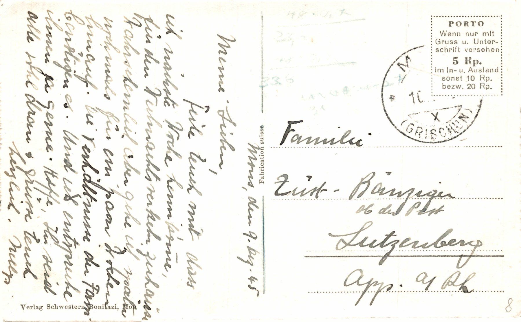 Cartes postales: Mon, 1227 m.ü.M. Totalansicht mit Kirche – D'occasion à Bronschhofen par Astore 1