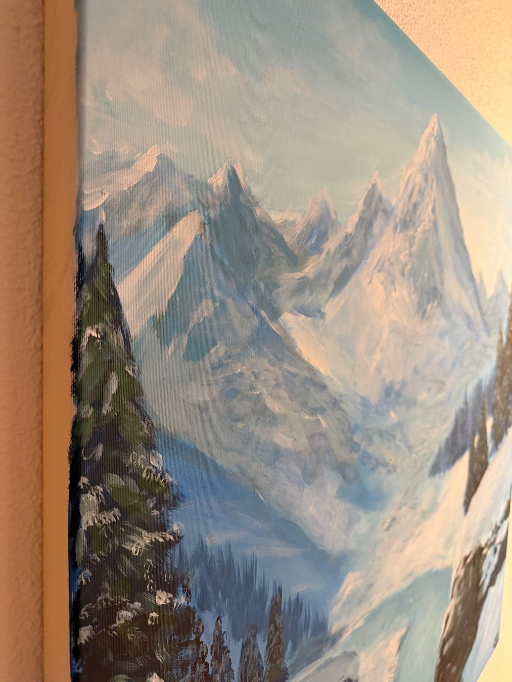 Dipinti: Winter Bergpanorama Gemälde, Handgemalt, 100x100 cm – Nuovo e nell'imballaggio originale da Pfäffikon SZ venduto da Andrei_Moro_Kunst 3