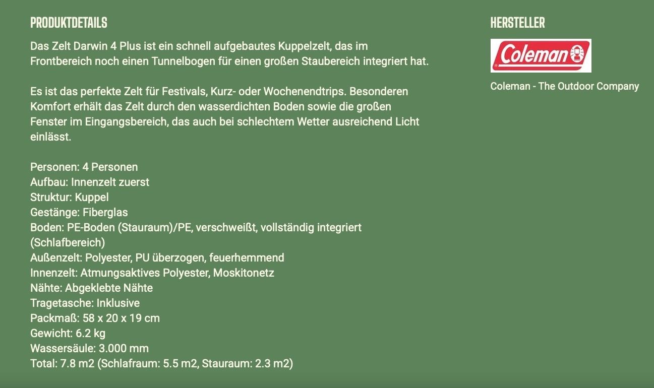 Coleman Zelte: Camping Zelt – Neu und originalverpackt aus Kirchenthurnen von Meatpie 2