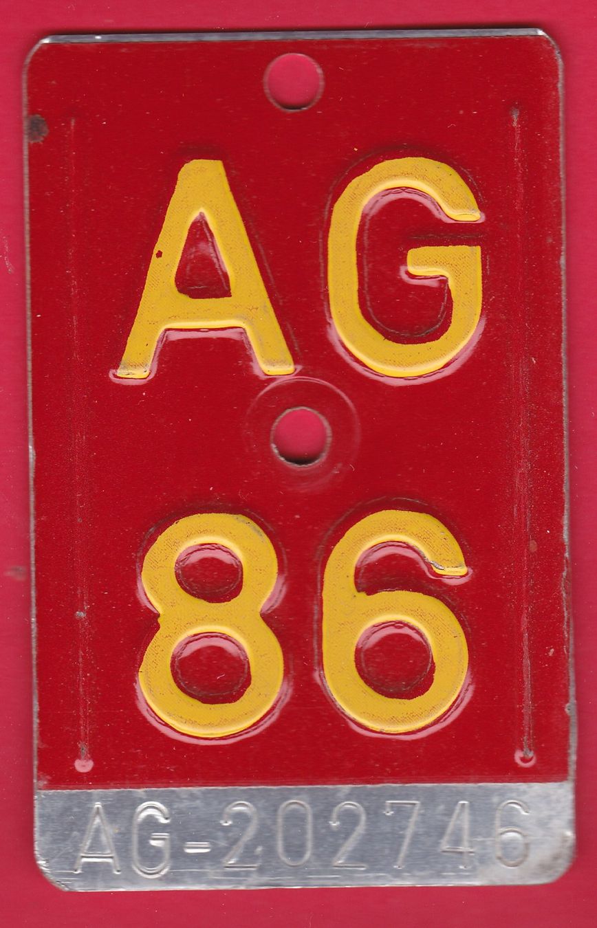 Insegne: VELONUMMER/FAHRRADSCHILD, AG 86 – Usato da Oberrieden venduto da Gebirgsstelze