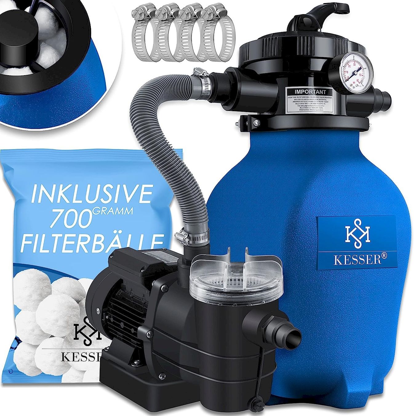 Piscine: Sandfilteranlage 10200 L/h 400W blau – Nuovo e nell'imballaggio originale da Bottighofen venduto da zaap