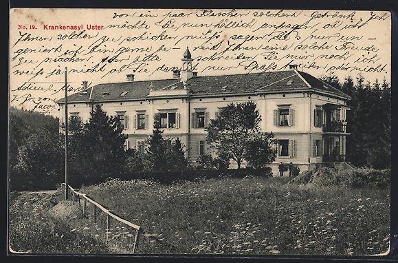 Ansichtskarten: AK Uster, Krankenasyl, 1910 – Gebraucht aus Berlin von bartko-reher