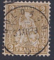 Sitzende Helvetia  2Rp.V-O GOLDACH+++