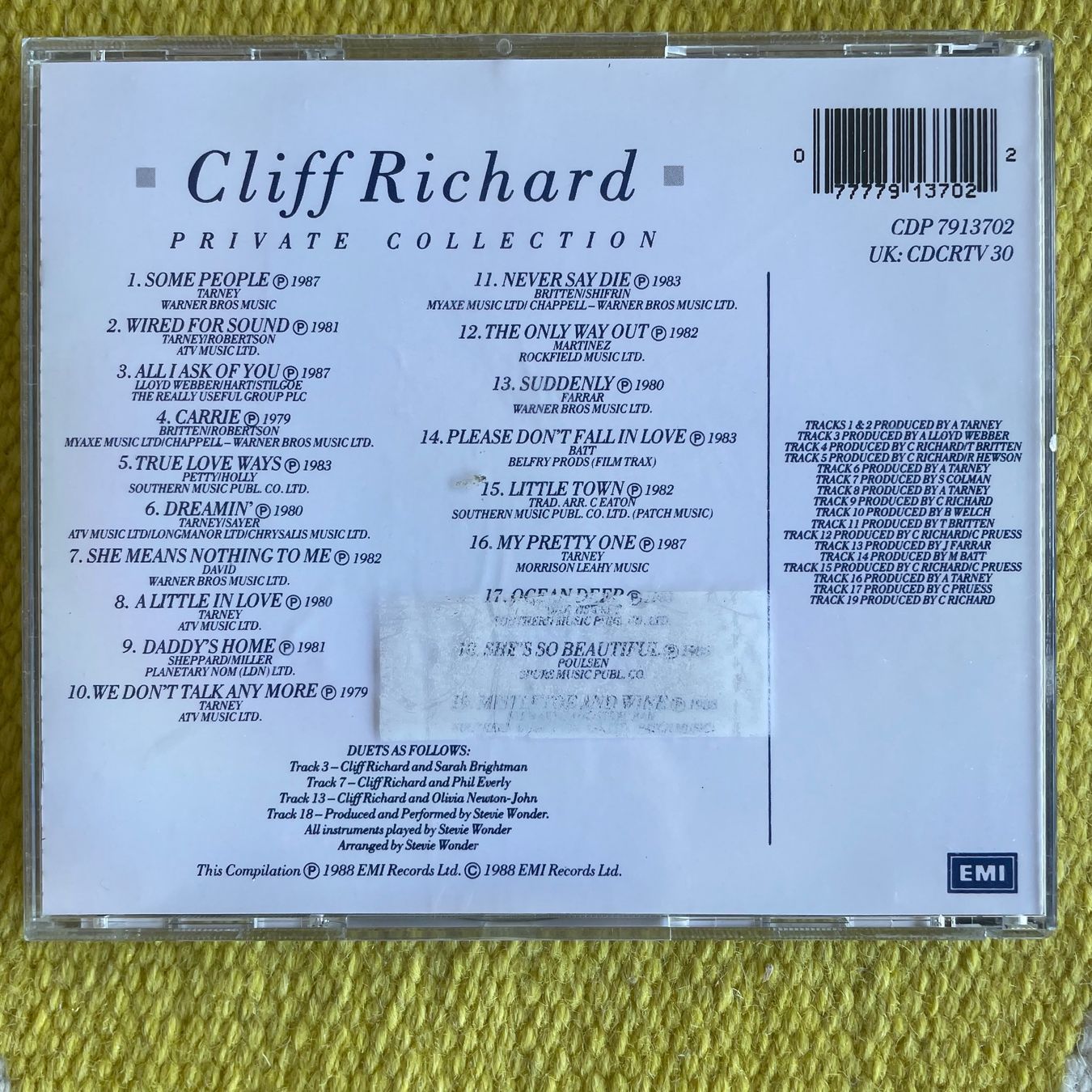 CD: CLIFF RICHARD-PRIVATE COLLECTION 79-88 – Usato da Rorschacherberg venduto da CD-Roli 1