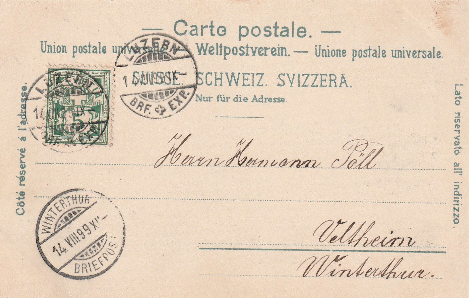 Cartoline postali: LU - Luzern - Das Seminar - 1899 – Usato da uttwil venduto da Koehlerfred 1
