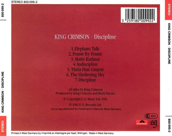 CD: CD King Crimson - Discipline (1981/1983) – Usato da Möriken AG venduto da mineralia 1