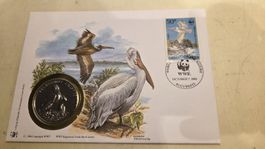 1993 Medallienbrief WWF Krauskopfpelikan