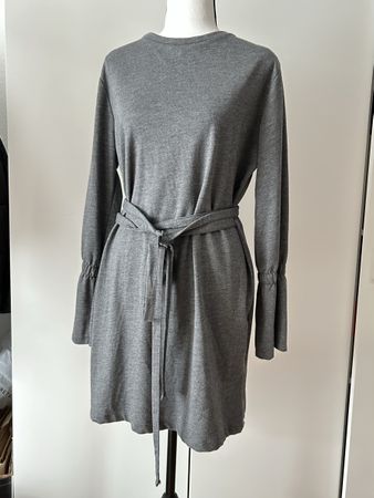 Zara Grey Dress - Long Sleeves, Belted - Size Small