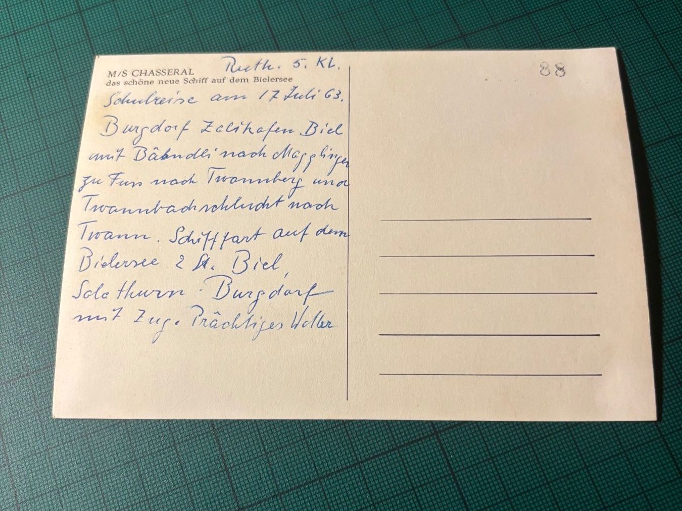 Cartoline postali: Motorschiff CHASSERAL 1963 – Usato da Utzenstorf venduto da Rose0303 2