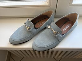 Leder Slipper Gr.37 hellblau 