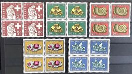 1958 / Pro Patria Mineralien Viererblock **