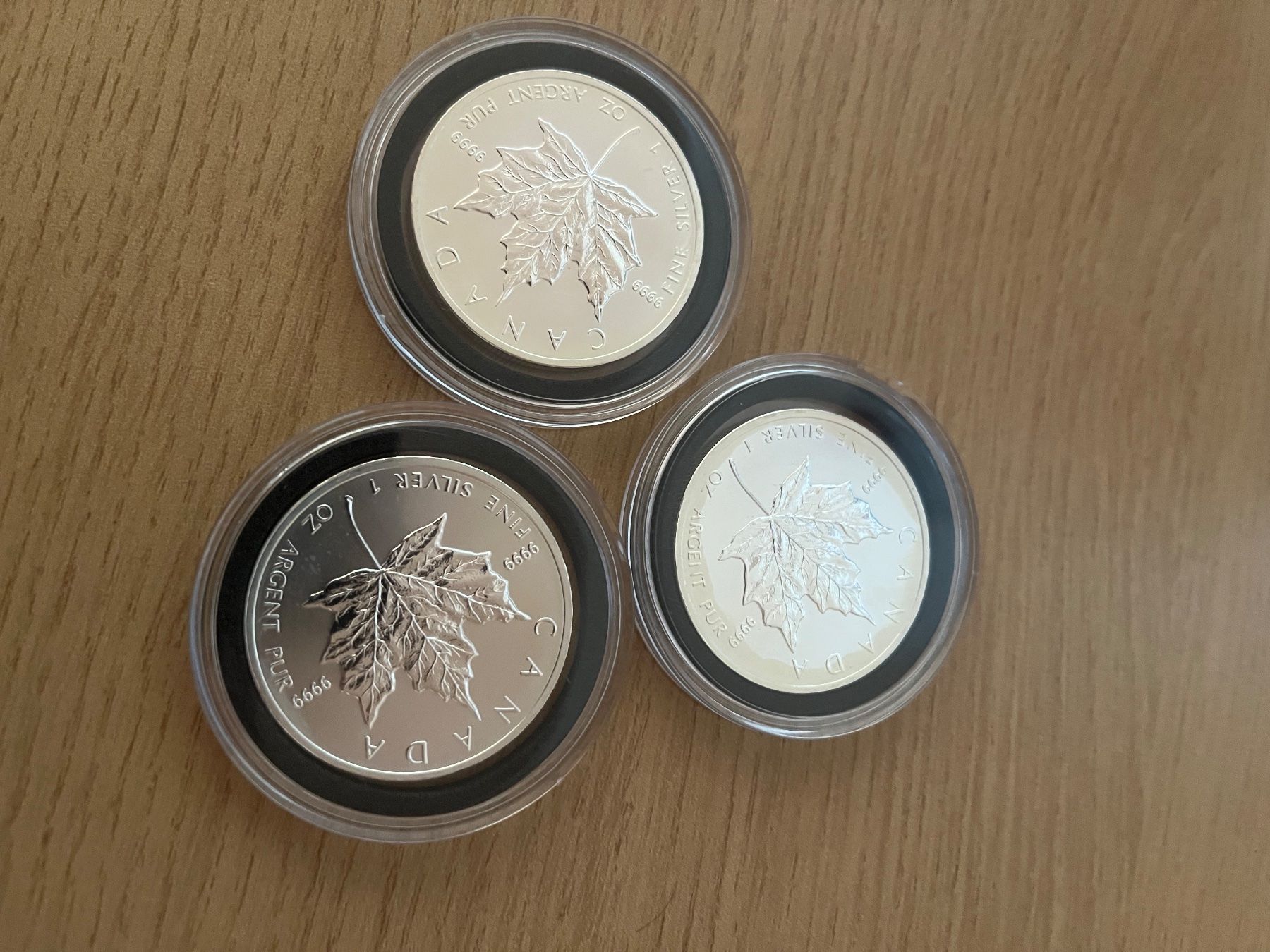 Toutes les monnaies: 3x1 Unze Maple Leaf Feinsilber – Neuf (Voir description) à Arbon par luk_h2cc 1