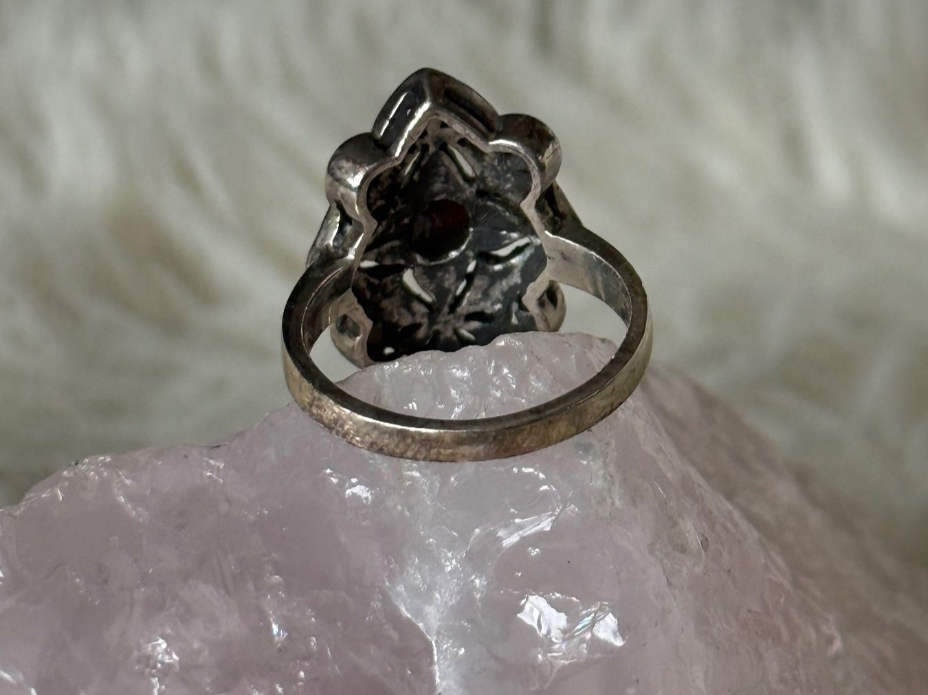 Anelli: Vintage Silberring 925 mit rotem Stein – Usato da Istighofen venduto da Ringparadies 2