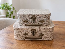 Koffer Set 2 Stück Blumenmuster Vintage Stil Dekorativ