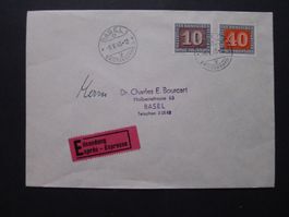 1945 Nr. 263+266 auf Brief mit ET-Stempel von Basel