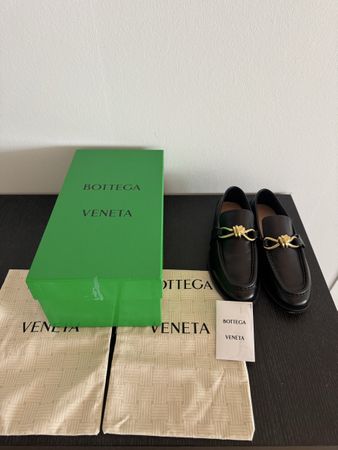 Bottega Veneta Loafers, Leather, Size 38.5, Women's Shoes