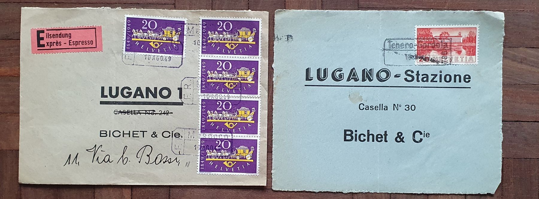 Tutti i francobolli: 10 Bahnpoststempel Kt.Tessin – Usato da Kreuzlingen venduto da Rschweiz1 4