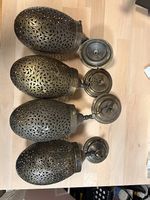 4 handgemachte marokkanische Messinglampen